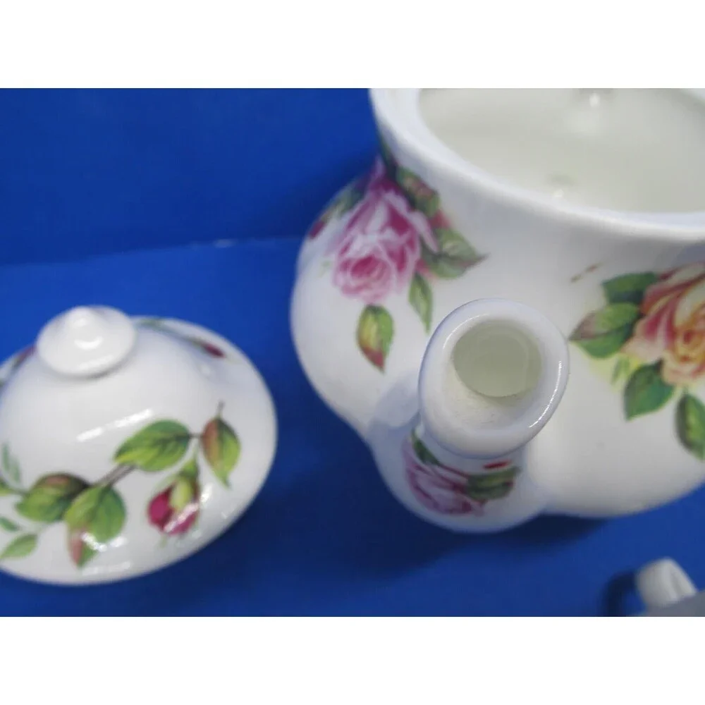Roy Kirkham Garden Rose Teapot And 2 Tea Cups Excellent